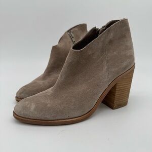Jeffrey Campbell Kamet 2 Taupe/Tan Suede Leather Block Heel Bootie Size 6